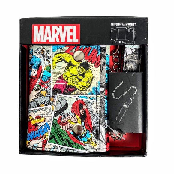 NWT In Gift Box: Marvel Comics Trifold Chain Wallet - Picture 8 of 8